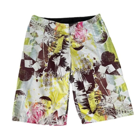VTG Billabong Pink Purple Graffiti Graphic Snap Front Board Shorts 33